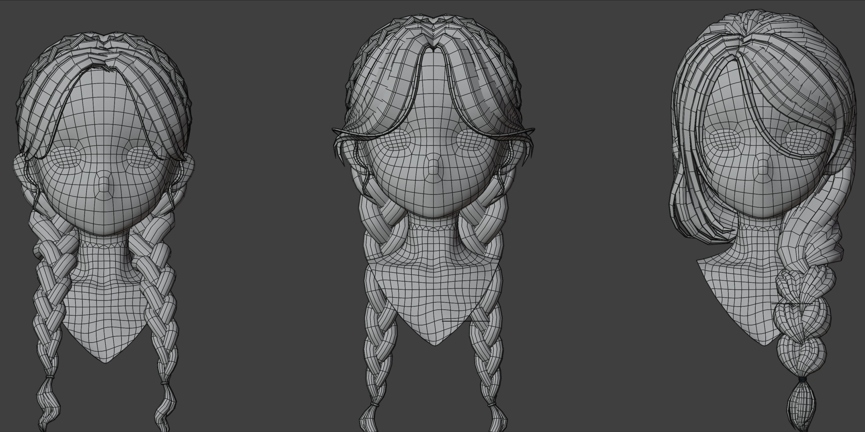 15 Braided Hairstyles 3D models -fbx-obj-blend files Low-poly 3D model_17