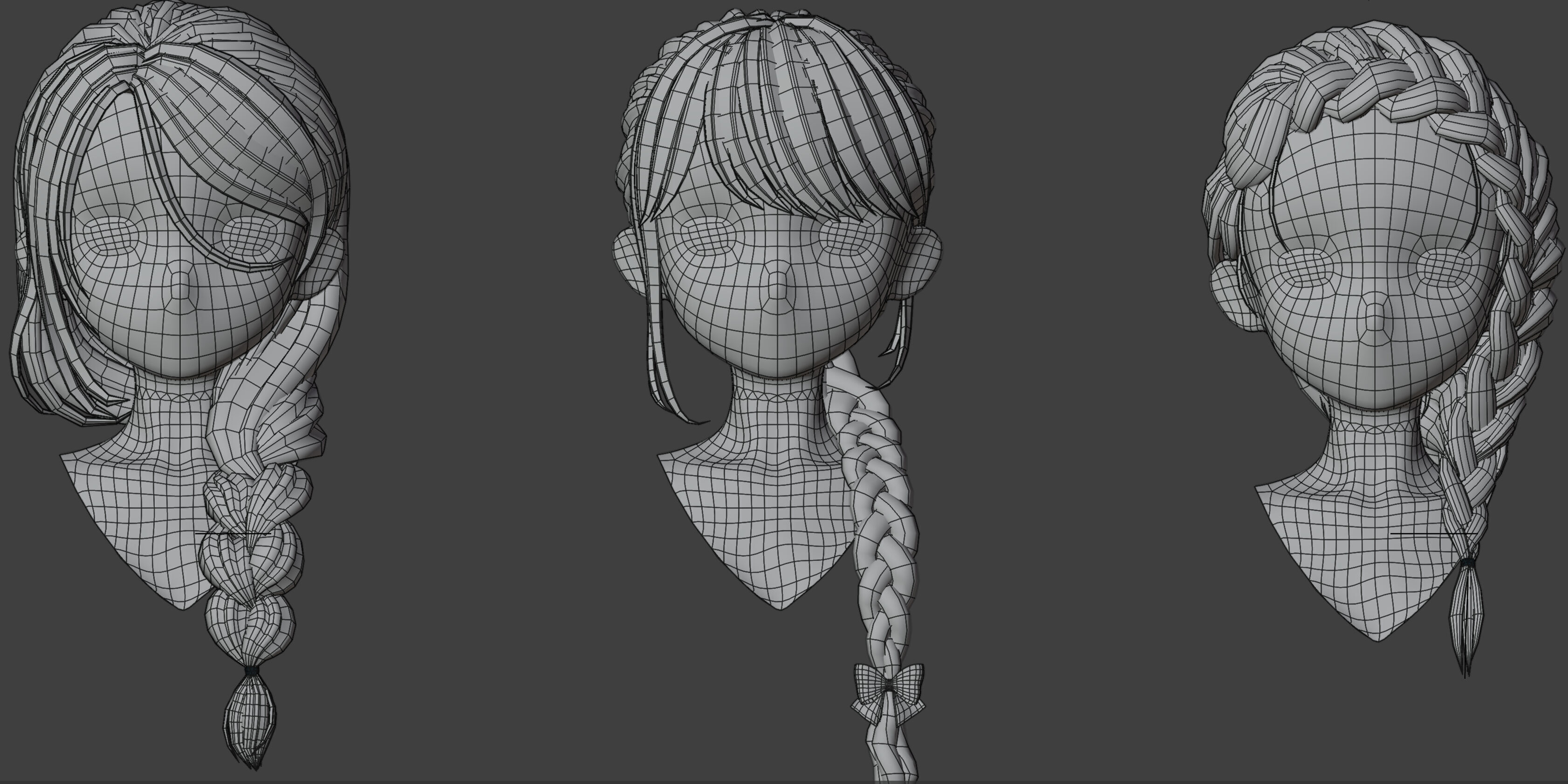 15 Braided Hairstyles 3D models -fbx-obj-blend files Low-poly 3D model_19