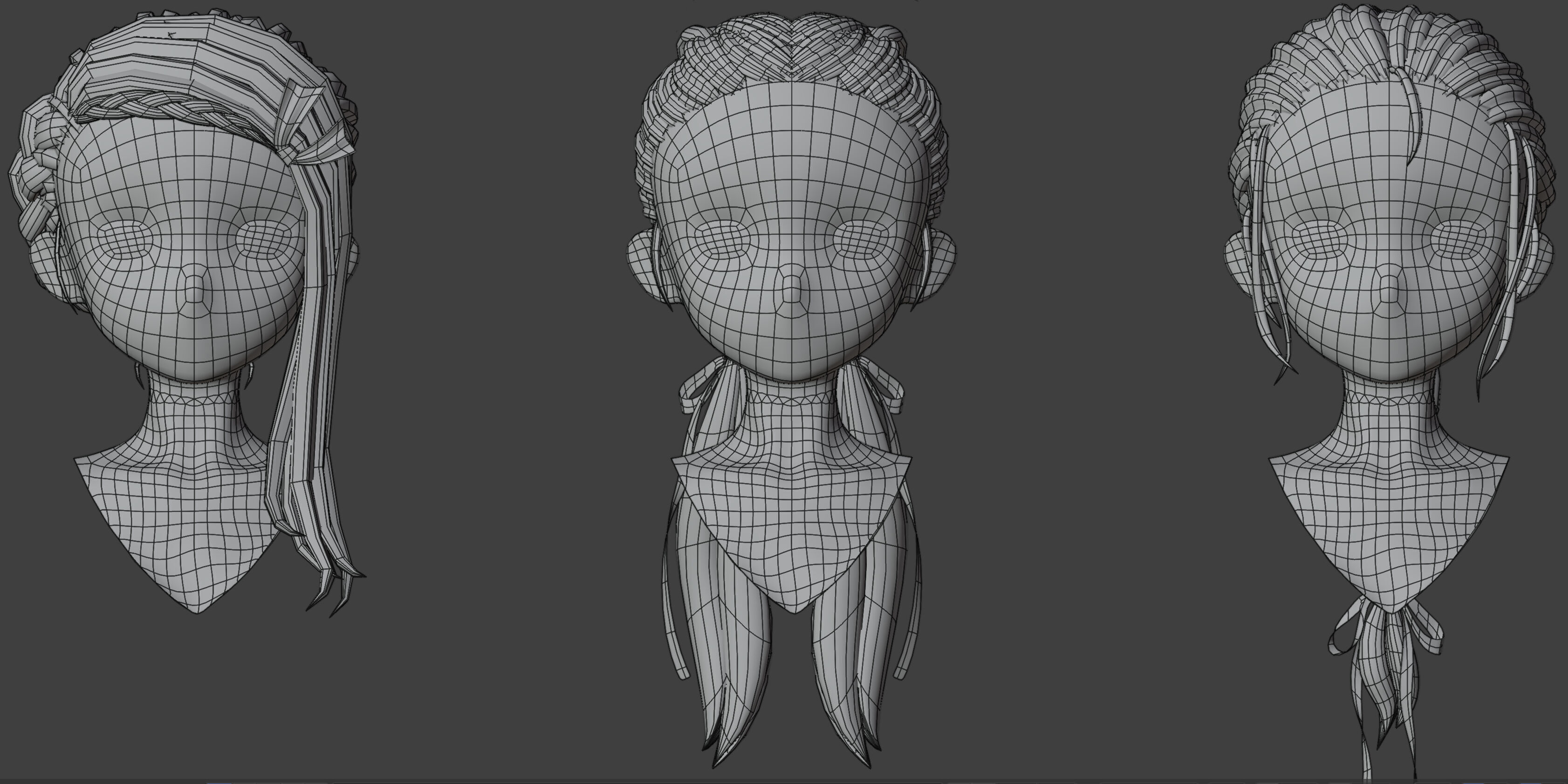 15 Braided Hairstyles 3D models -fbx-obj-blend files Low-poly 3D model_20