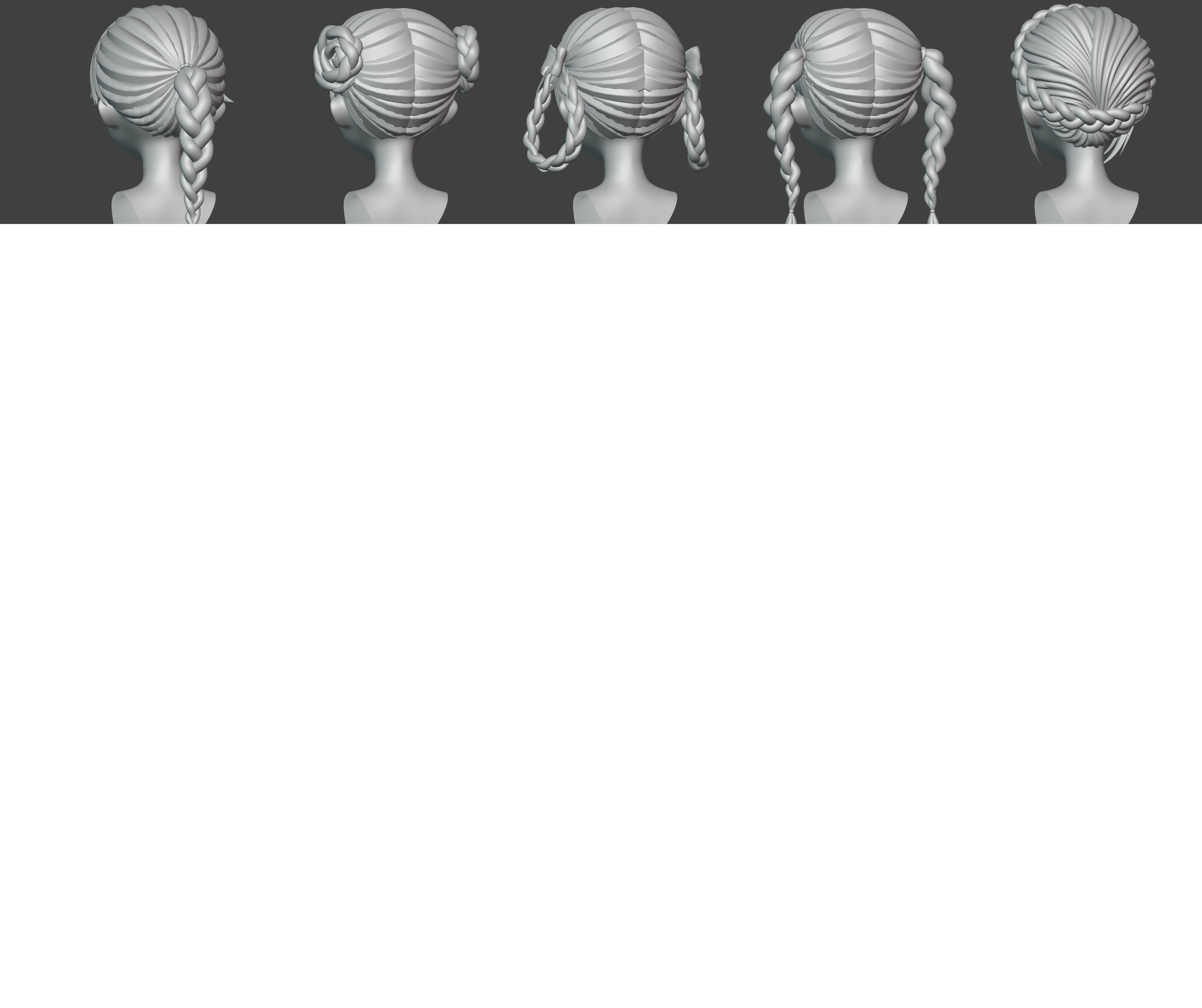 15 Braided Hairstyles 3D models -fbx-obj-blend files Low-poly 3D model_16