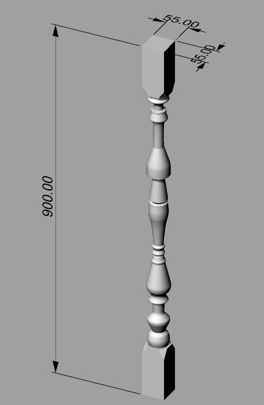 Baluster wooden stick 3D print model_2