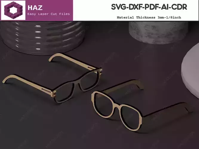 Wooden Sunglasses Plan 073 3D print model