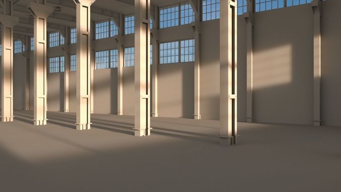Factory warehouse Low-poly 3D model