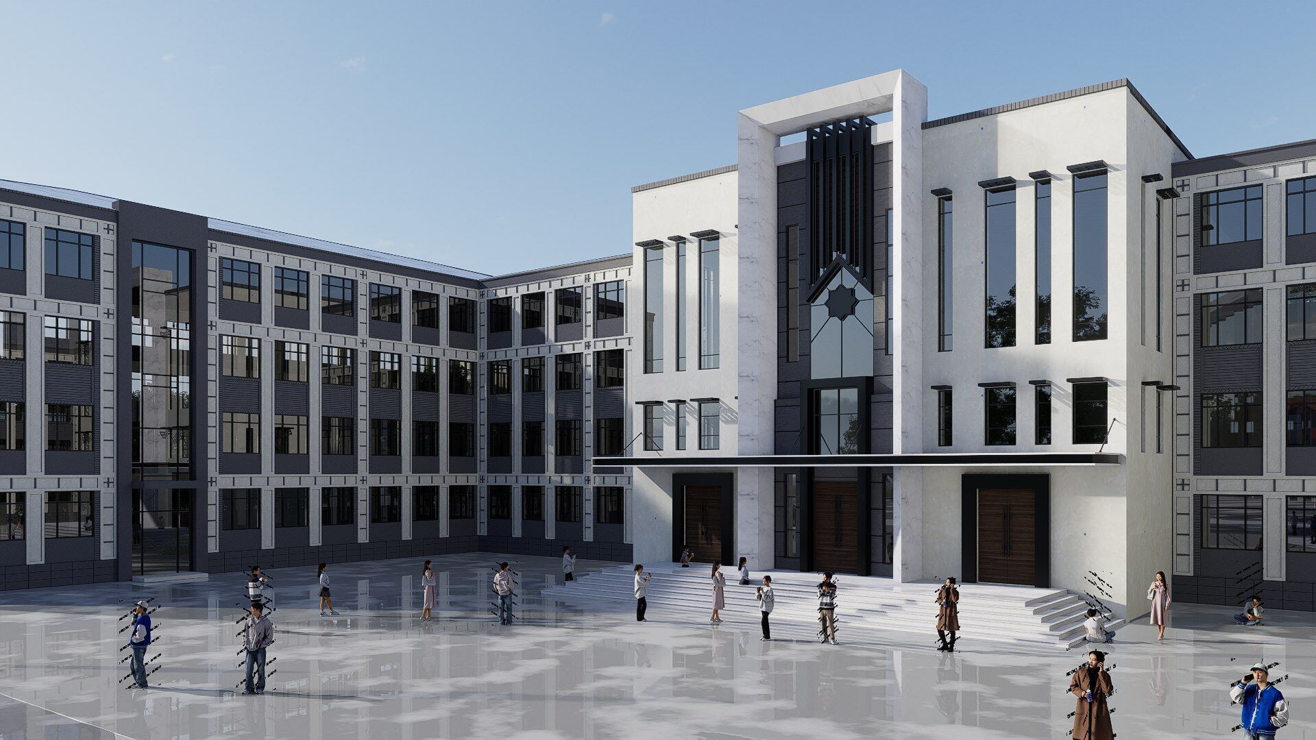 school Low-poly 3D model_1