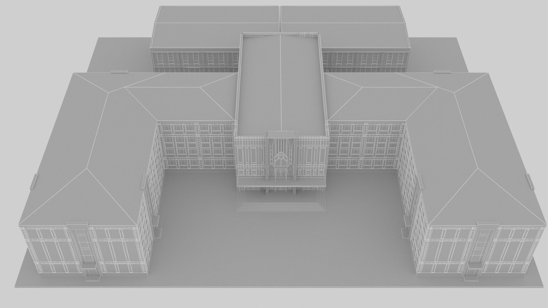 school Low-poly 3D model_14