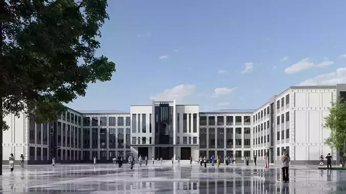 school Low-poly 3D model