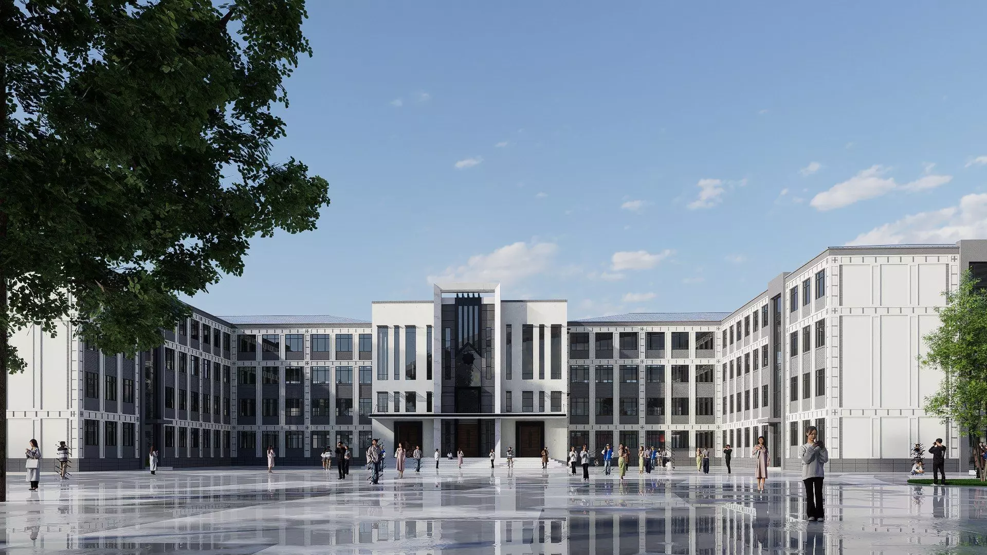 school Low-poly 3D model_0