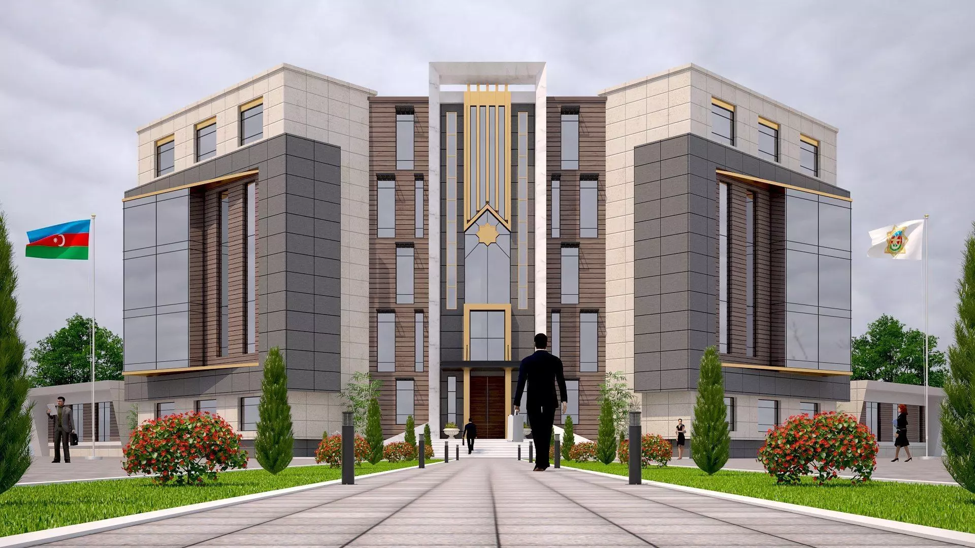 office building Low-poly 3D model_0