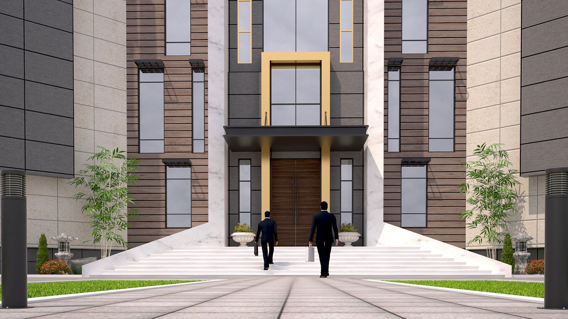 office building Low-poly 3D model_3