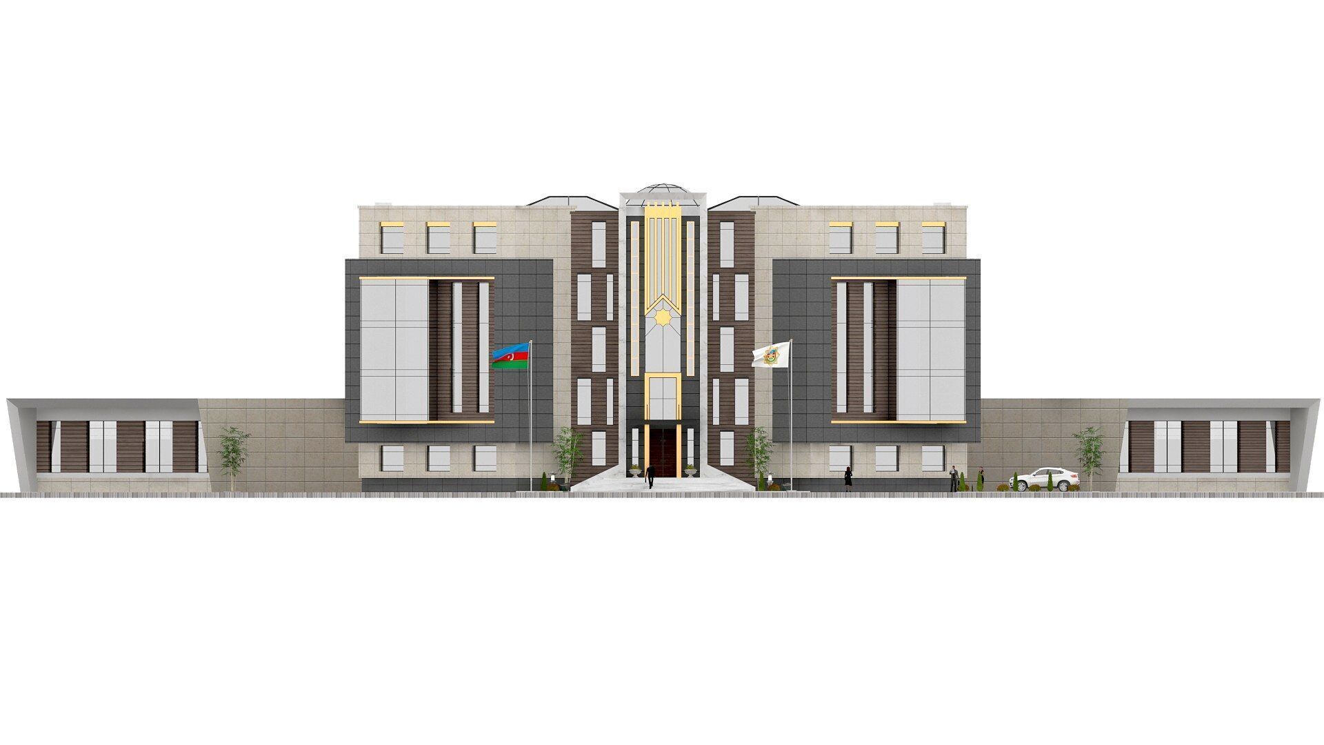 office building Low-poly 3D model_6