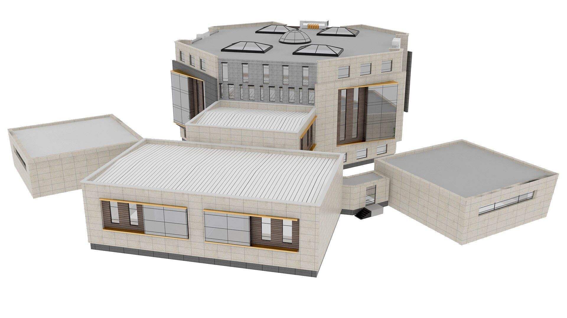 office building Low-poly 3D model_5