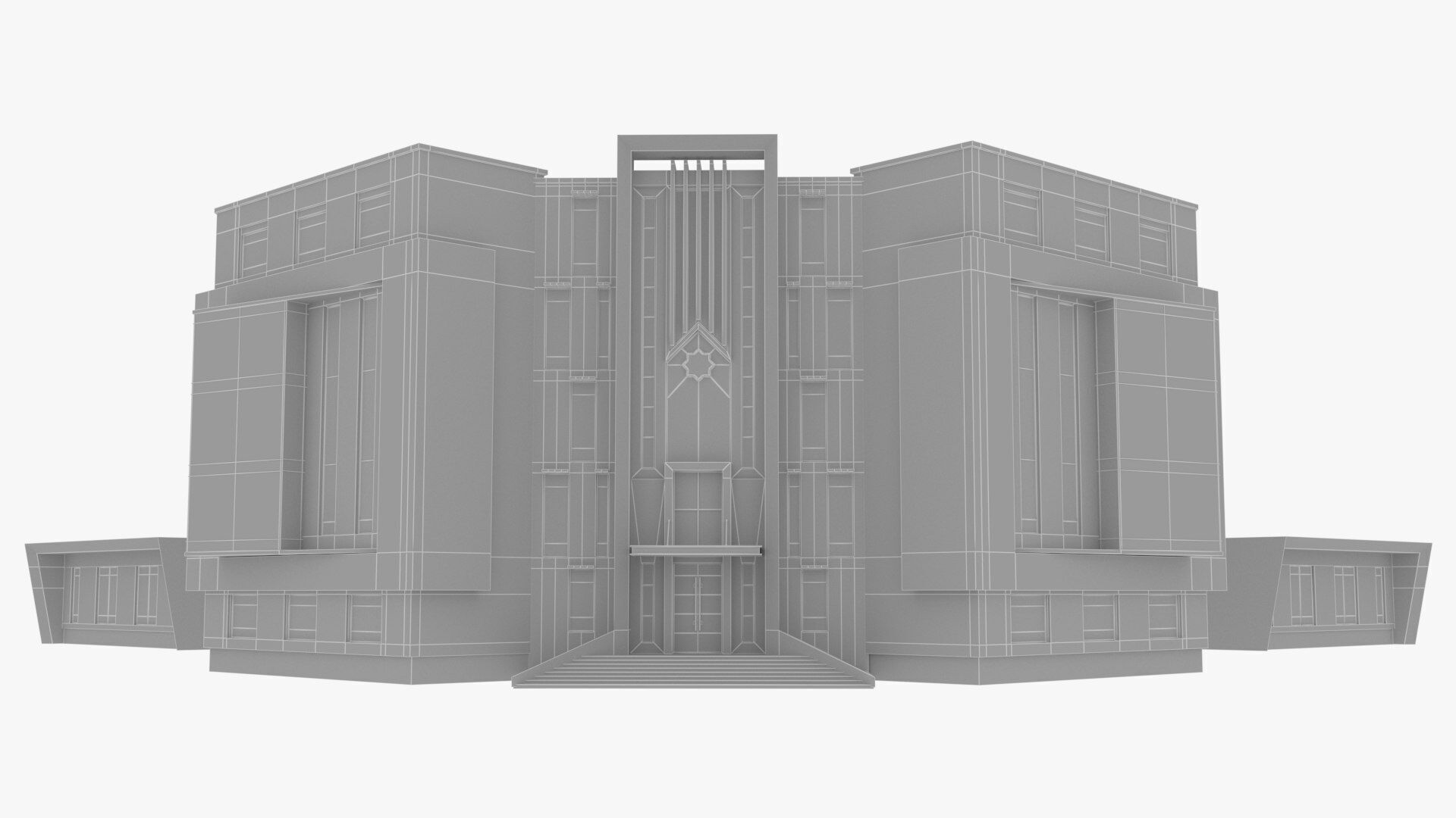 office building Low-poly 3D model_11