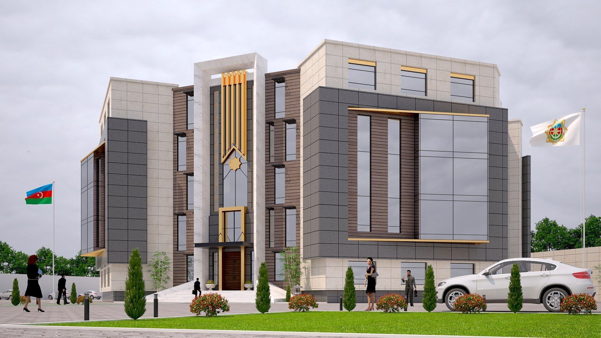 office building Low-poly 3D model_1