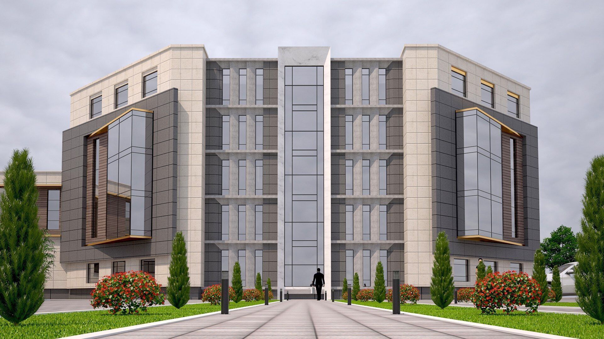 office building Low-poly 3D model_2