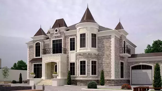 Castle House Low-poly 3D model