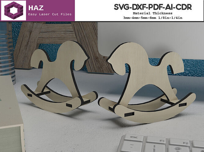 Laser Rocking Horse Toy 087 3D print model