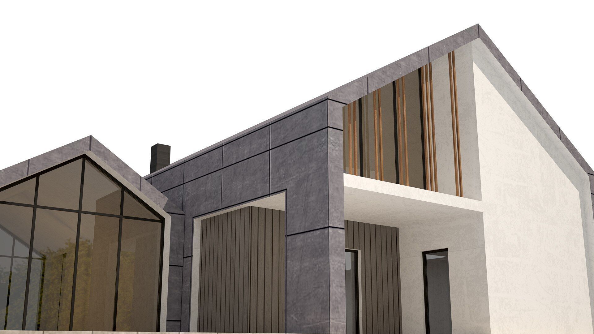 Modern House Low-poly 3D model_6