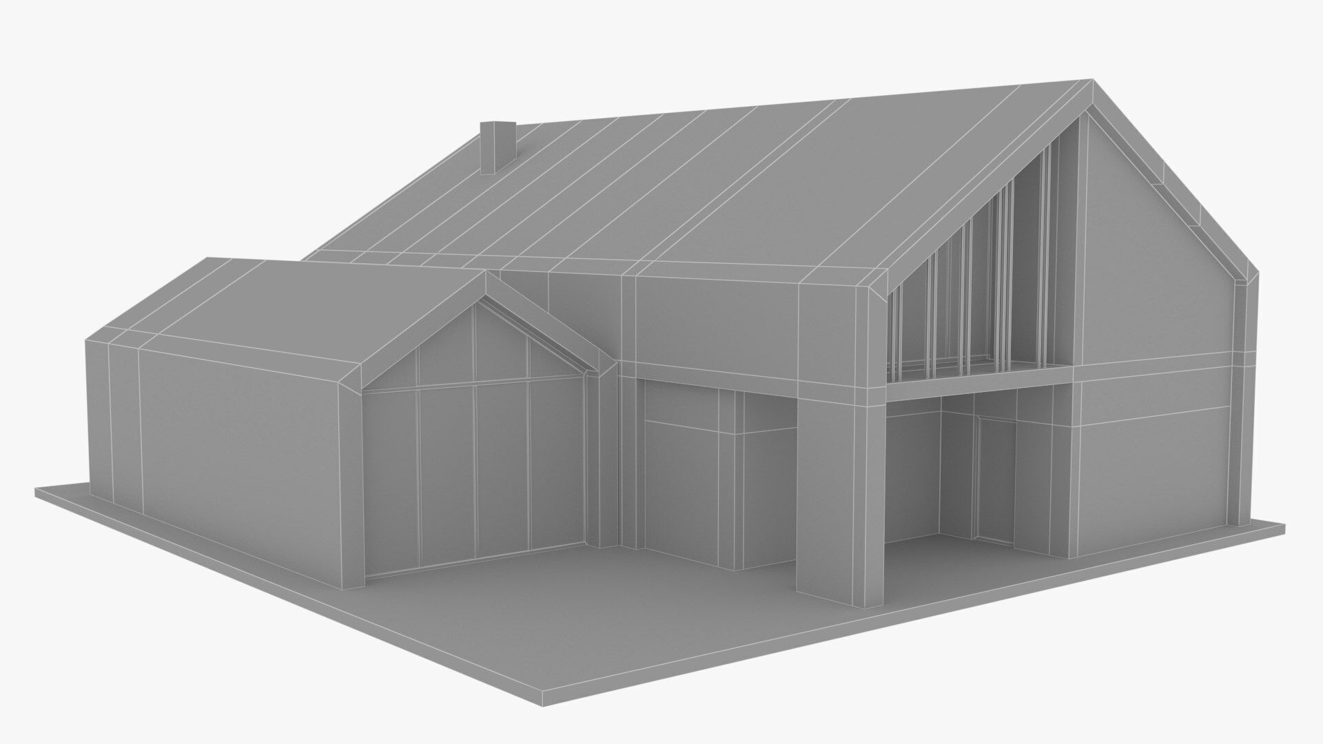 Modern House Low-poly 3D model_11