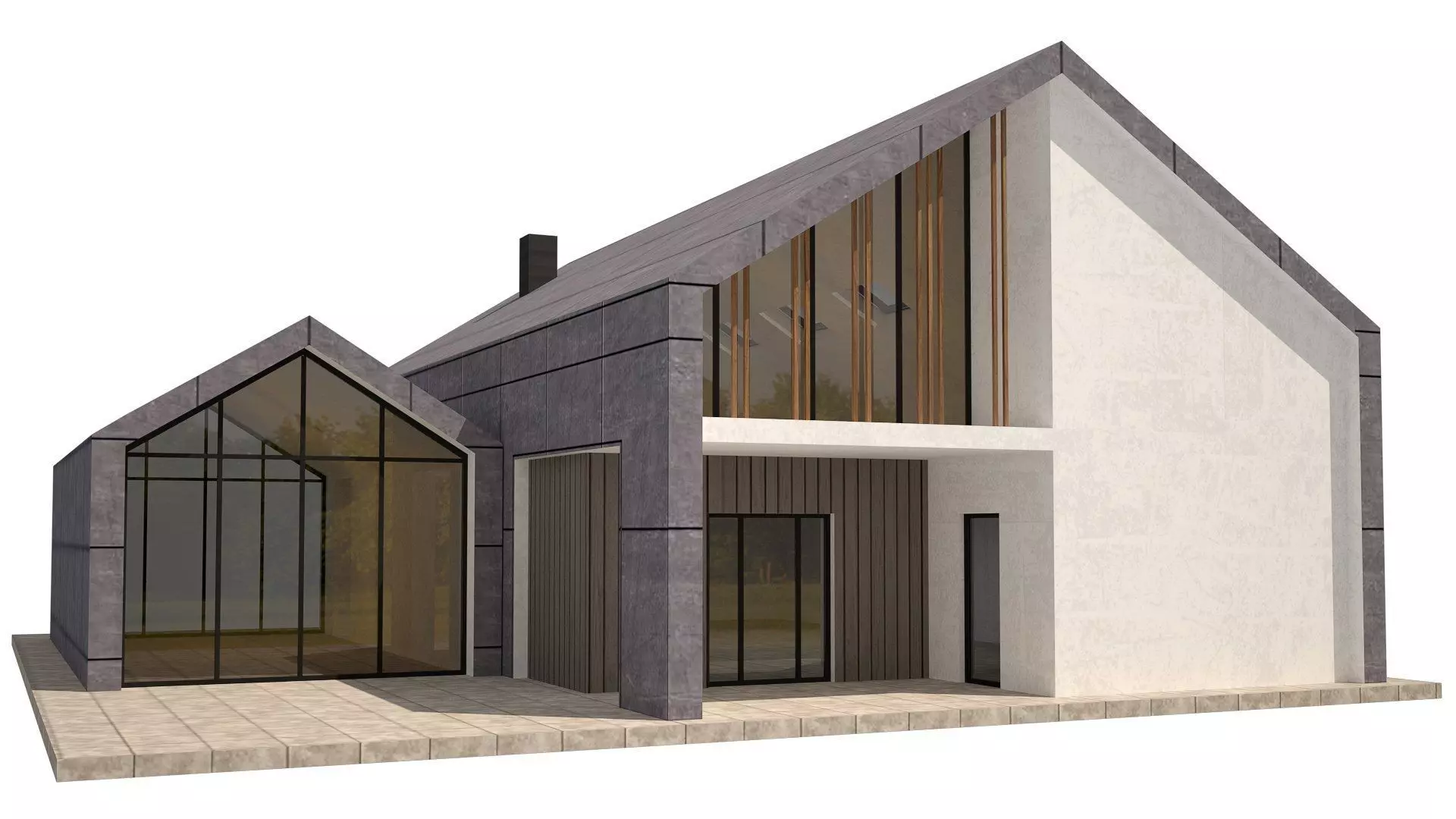 Modern House Low-poly 3D model_0