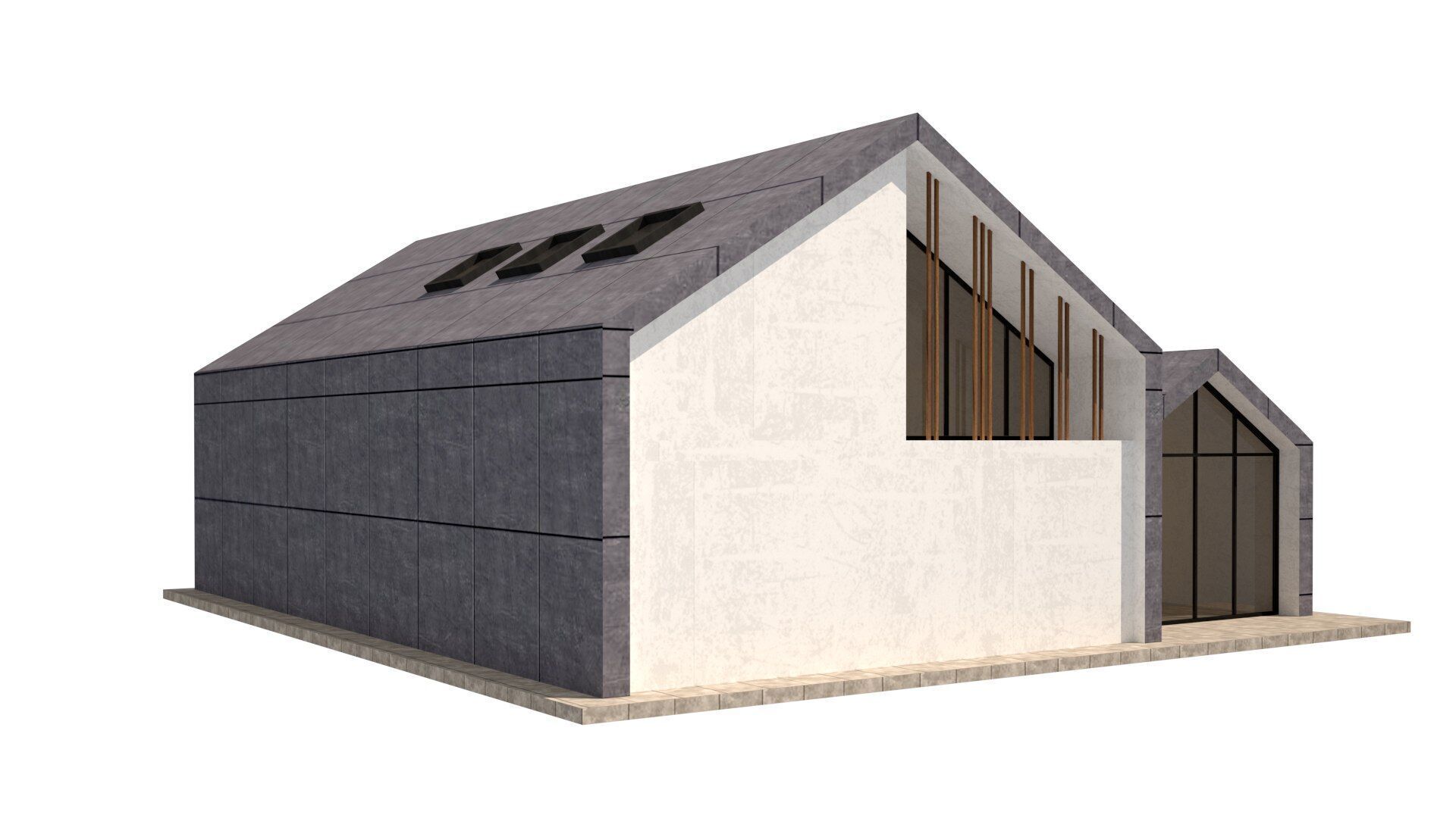 Modern House Low-poly 3D model_4