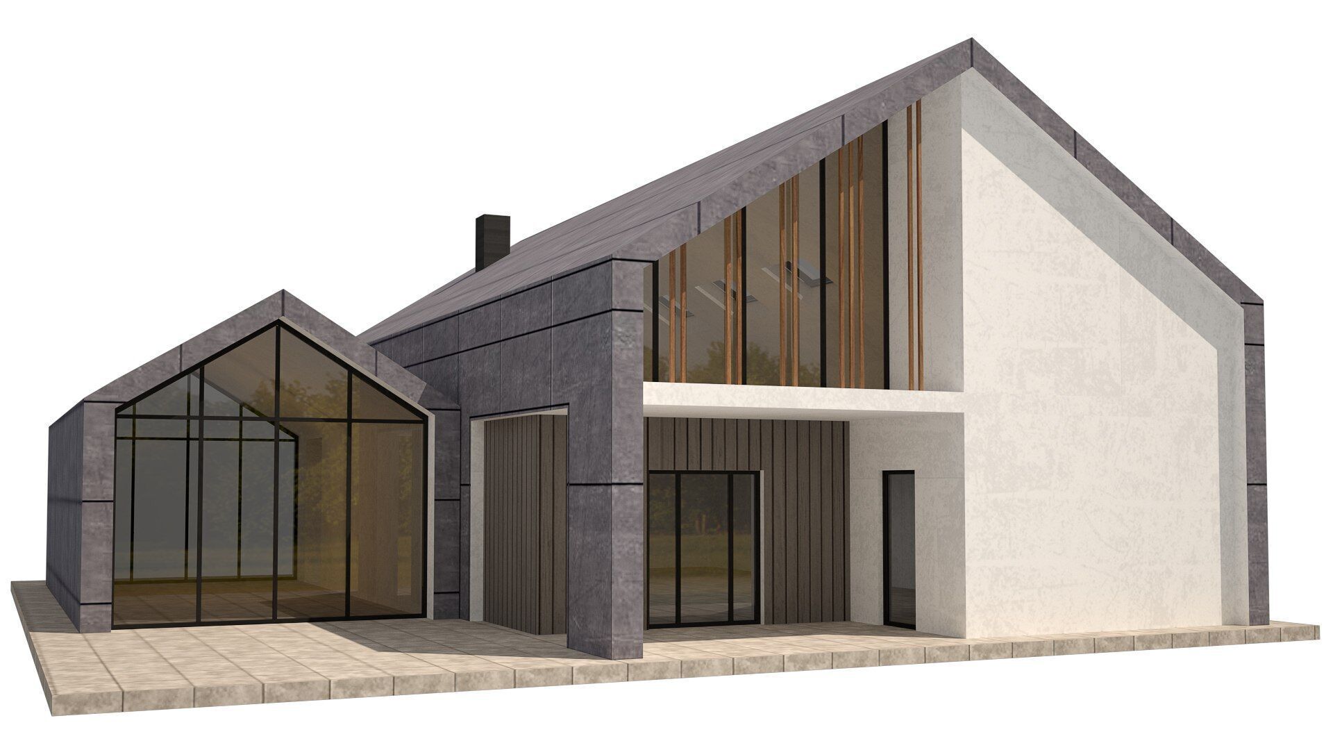 Modern House Low-poly 3D model_9