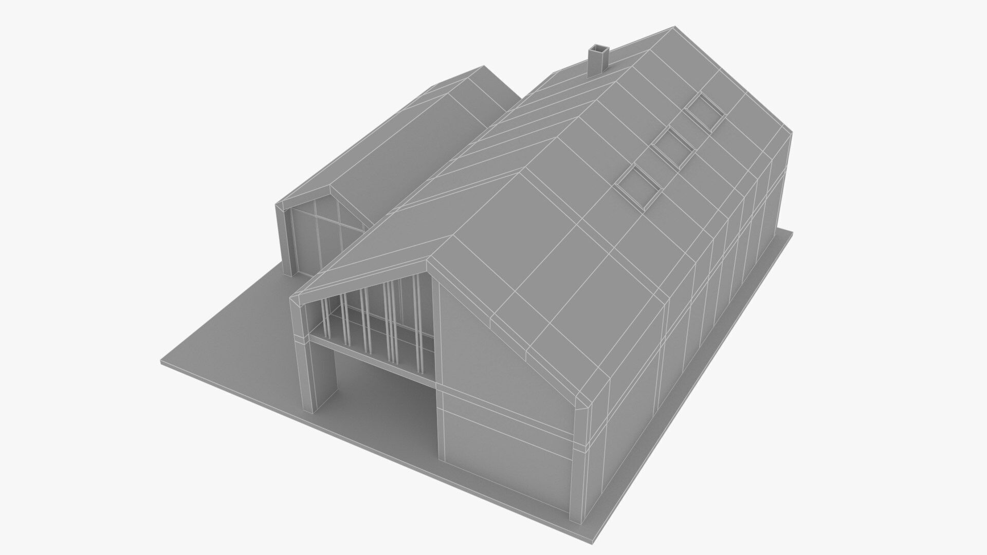 Modern House Low-poly 3D model_15