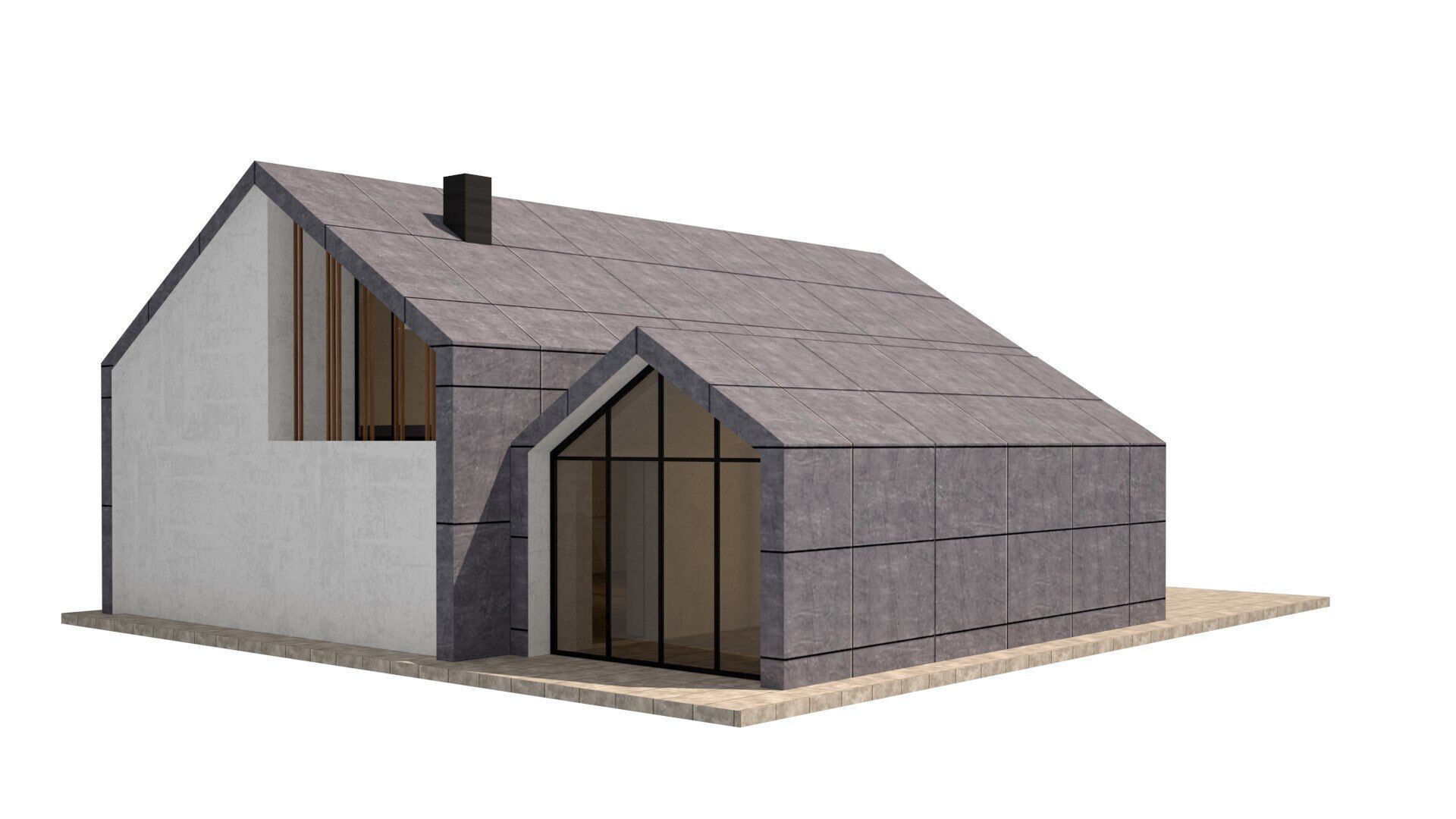 Modern House Low-poly 3D model_3