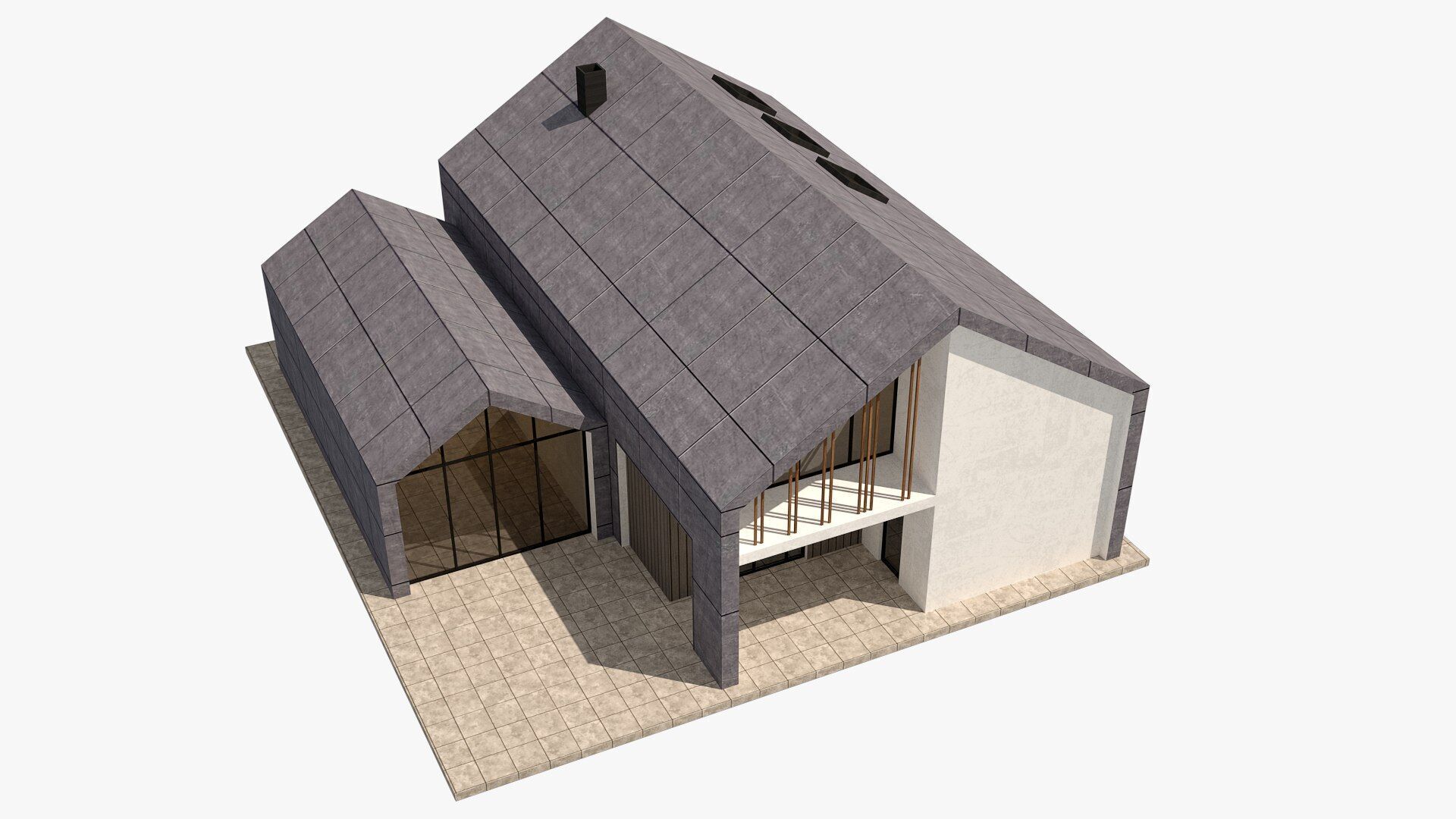 Modern House Low-poly 3D model_1