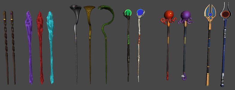 Magic Staff Bundle Low-poly 3D model_5