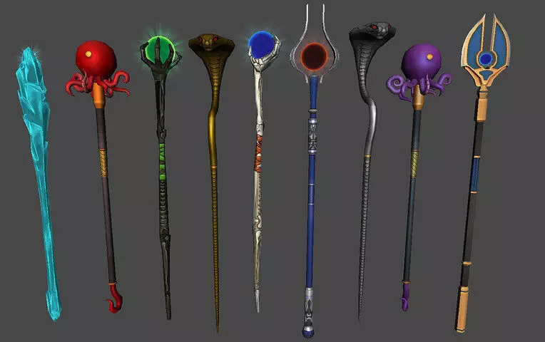 Magic Staff Bundle Low-poly 3D model_0