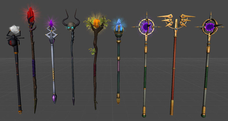 Magic Staff Bundle Low-poly 3D model_2