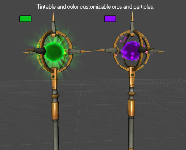 Magic Staff Bundle Low-poly 3D model_3