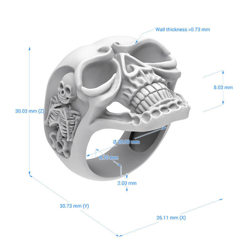 Ring 005 skull 3D print model_5