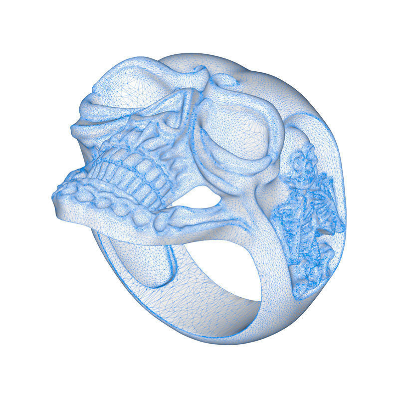 Ring 005 skull 3D print model_6