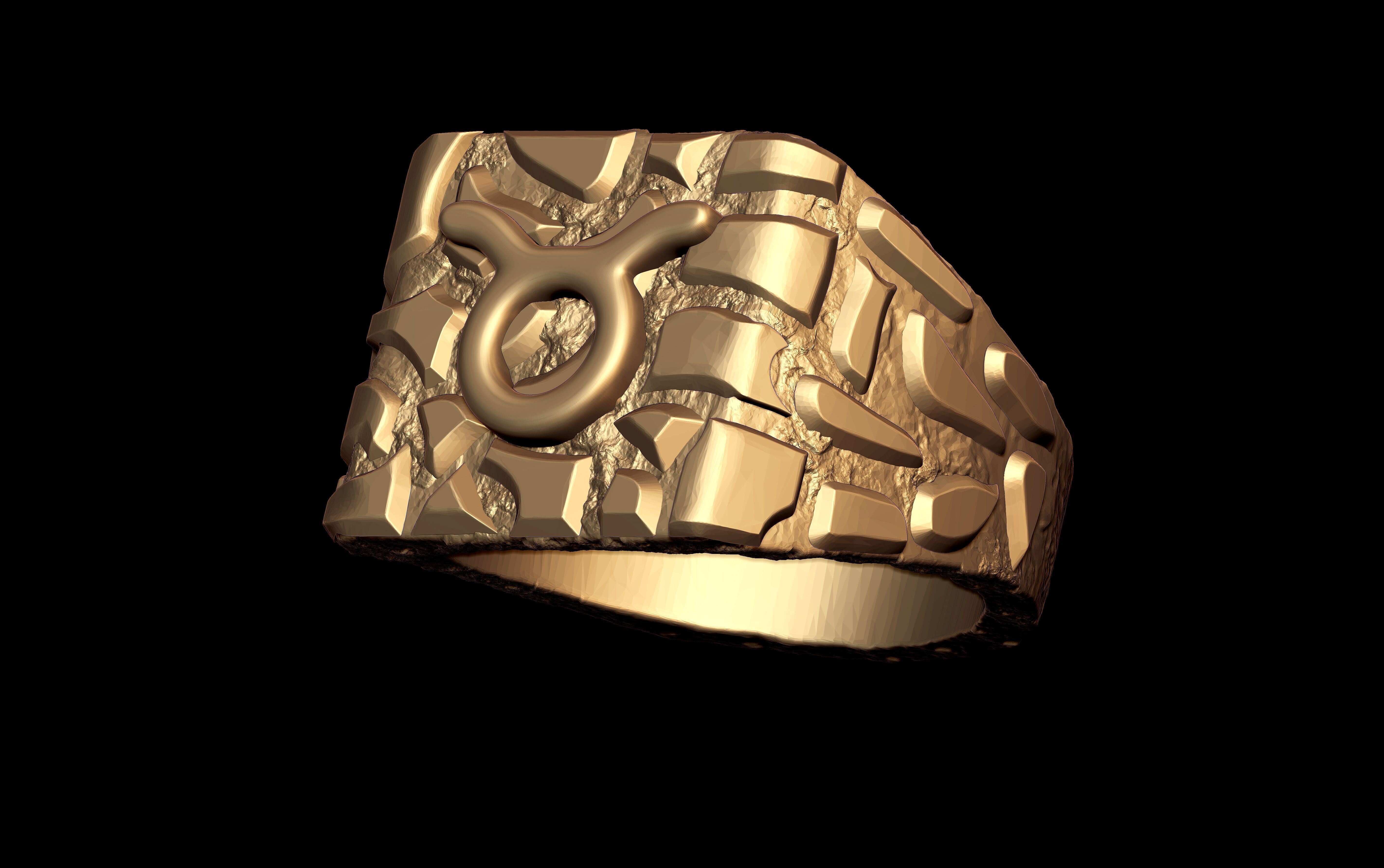 Taurus Horoscope Zodiac Nugget Ring  3D print model_2