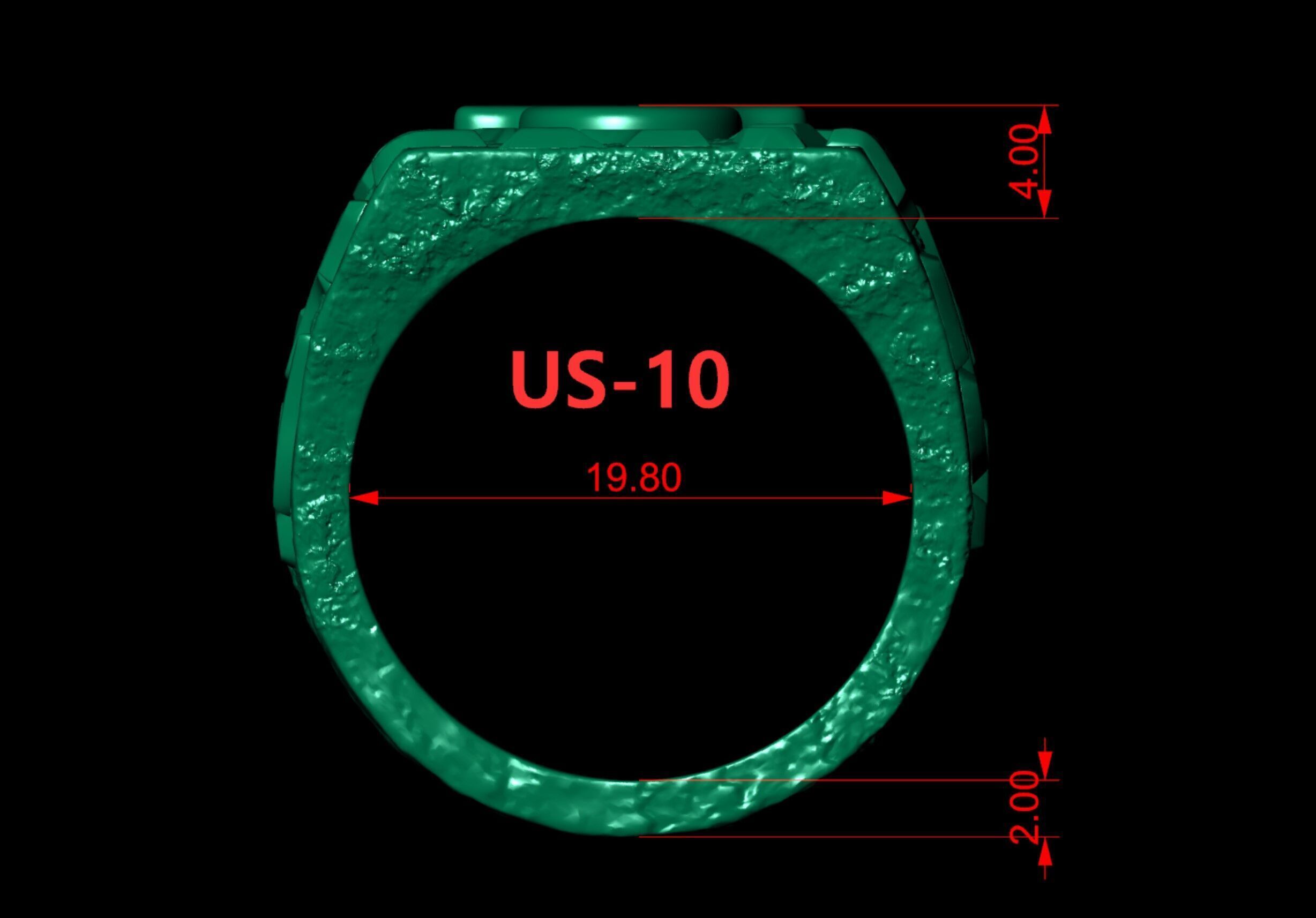 Taurus Horoscope Zodiac Nugget Ring  3D print model_6