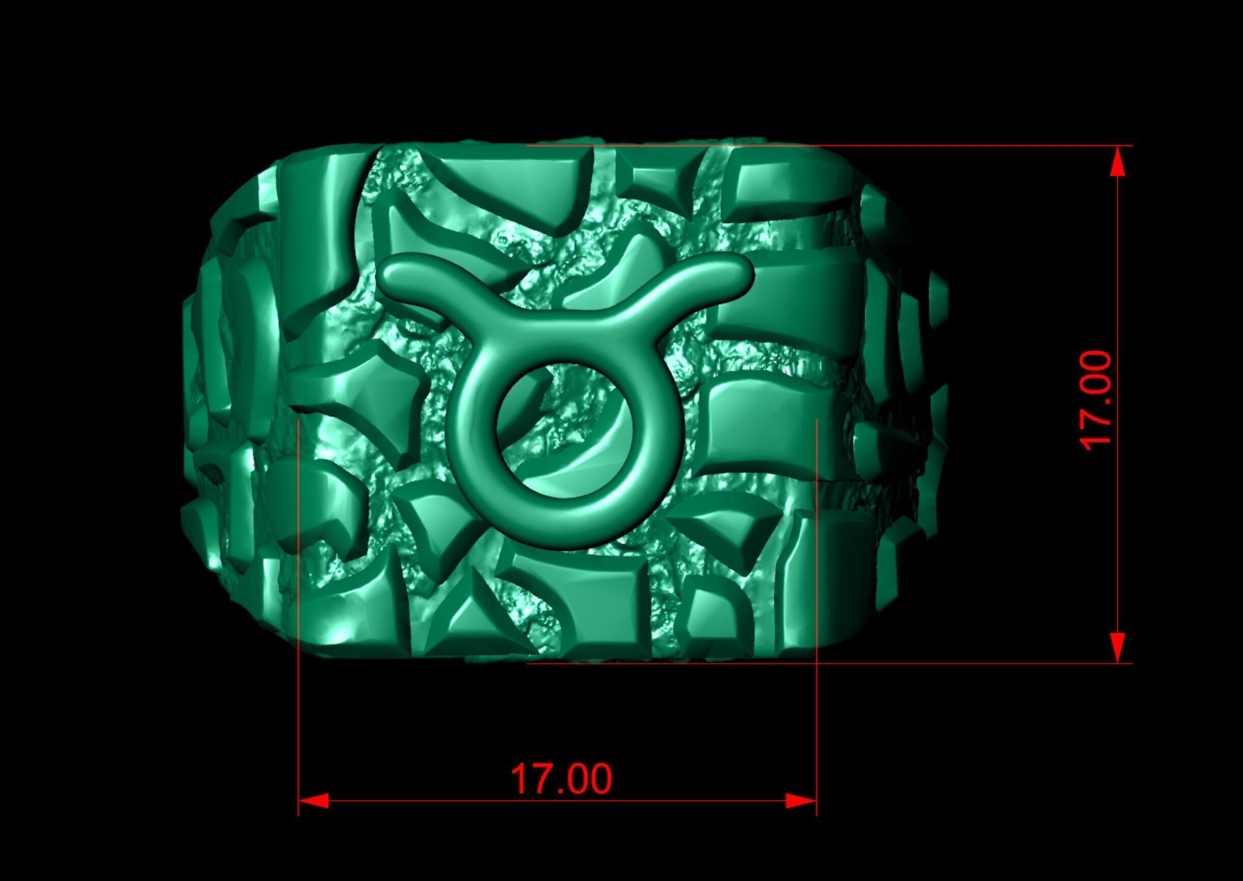 Taurus Horoscope Zodiac Nugget Ring  3D print model_5