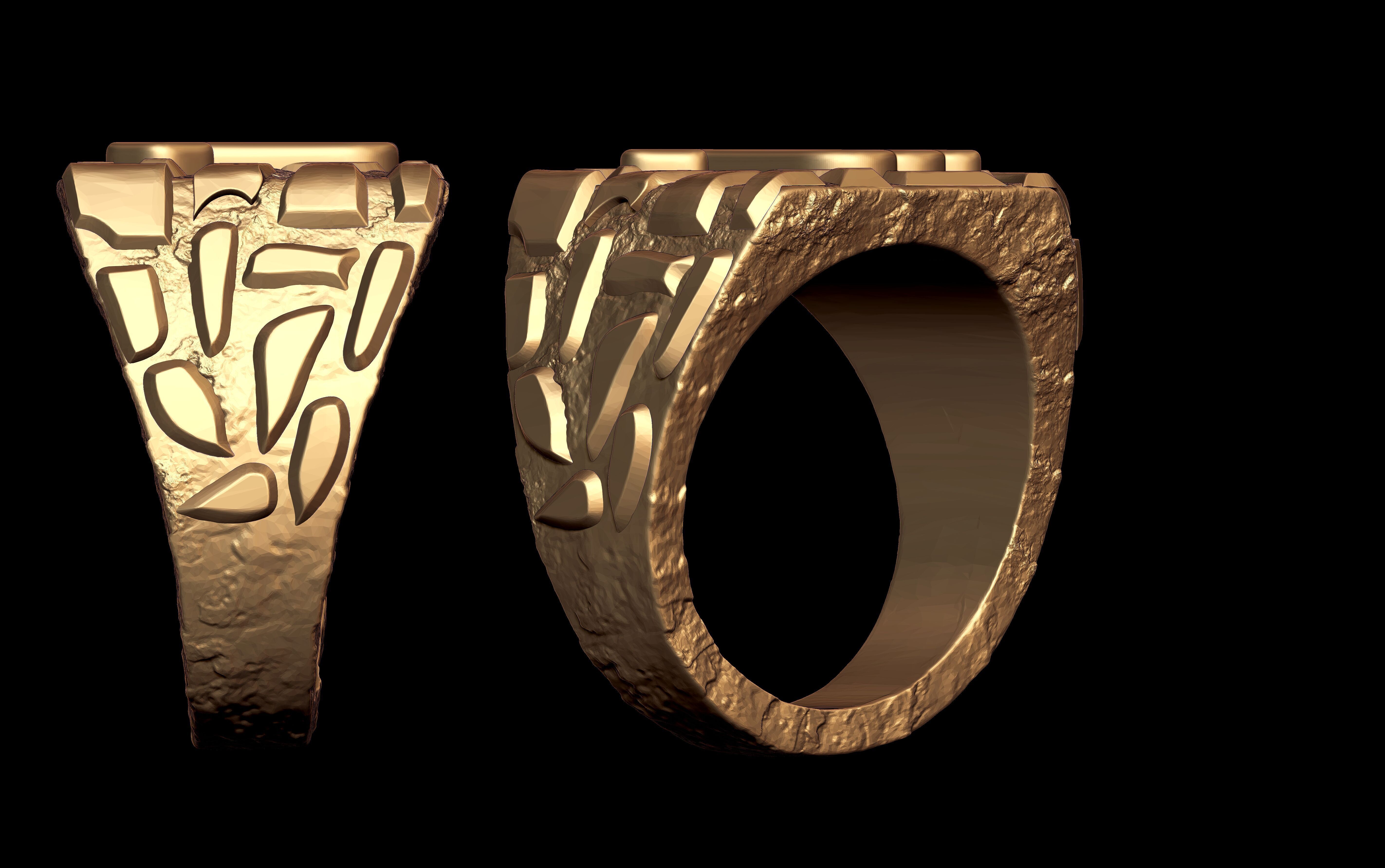 Taurus Horoscope Zodiac Nugget Ring  3D print model_3