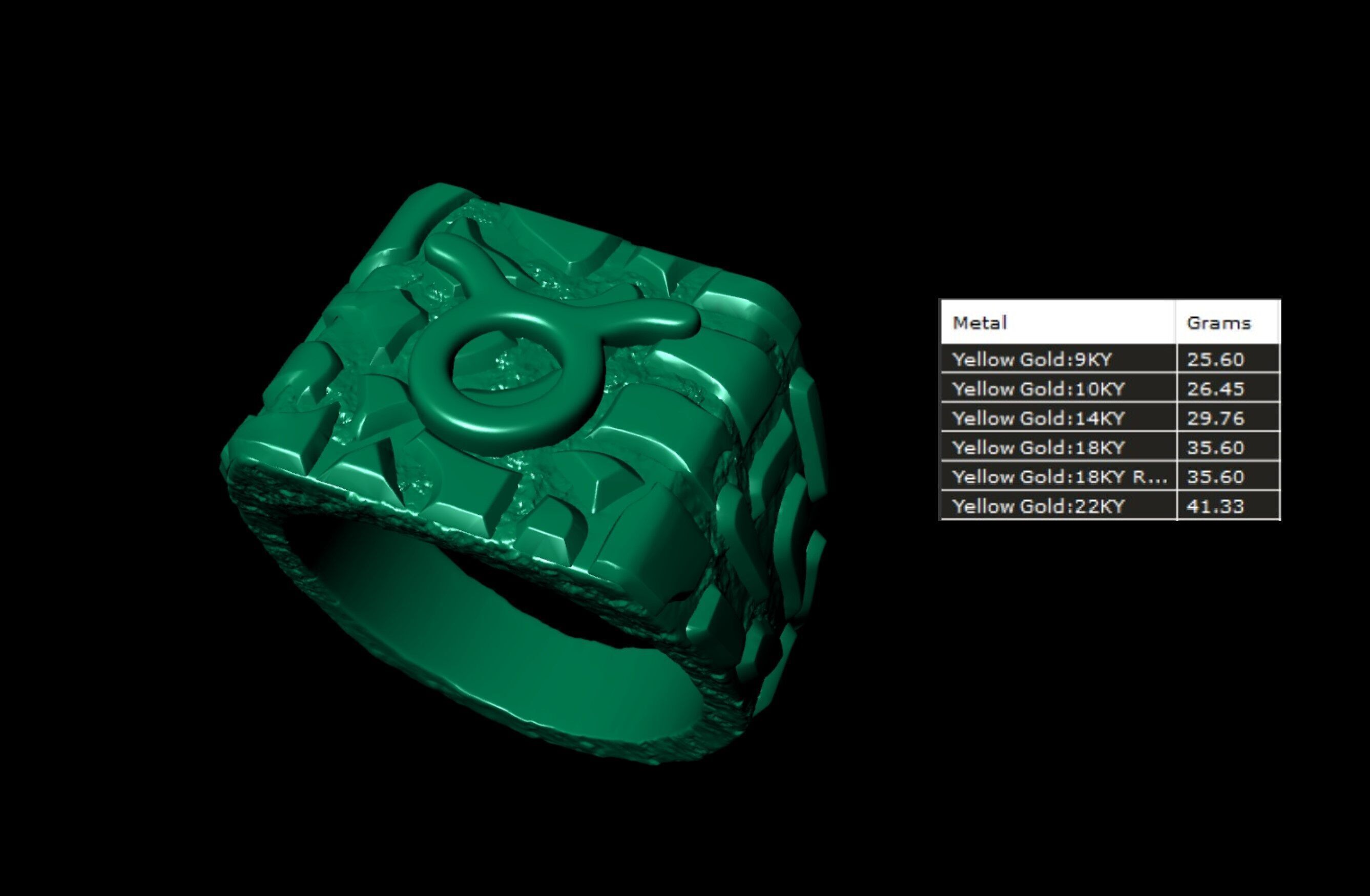 Taurus Horoscope Zodiac Nugget Ring  3D print model_9