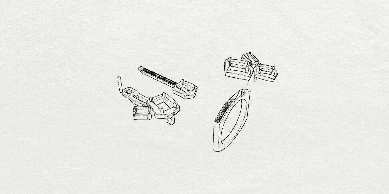 Ring and Earrings 3D print model_23