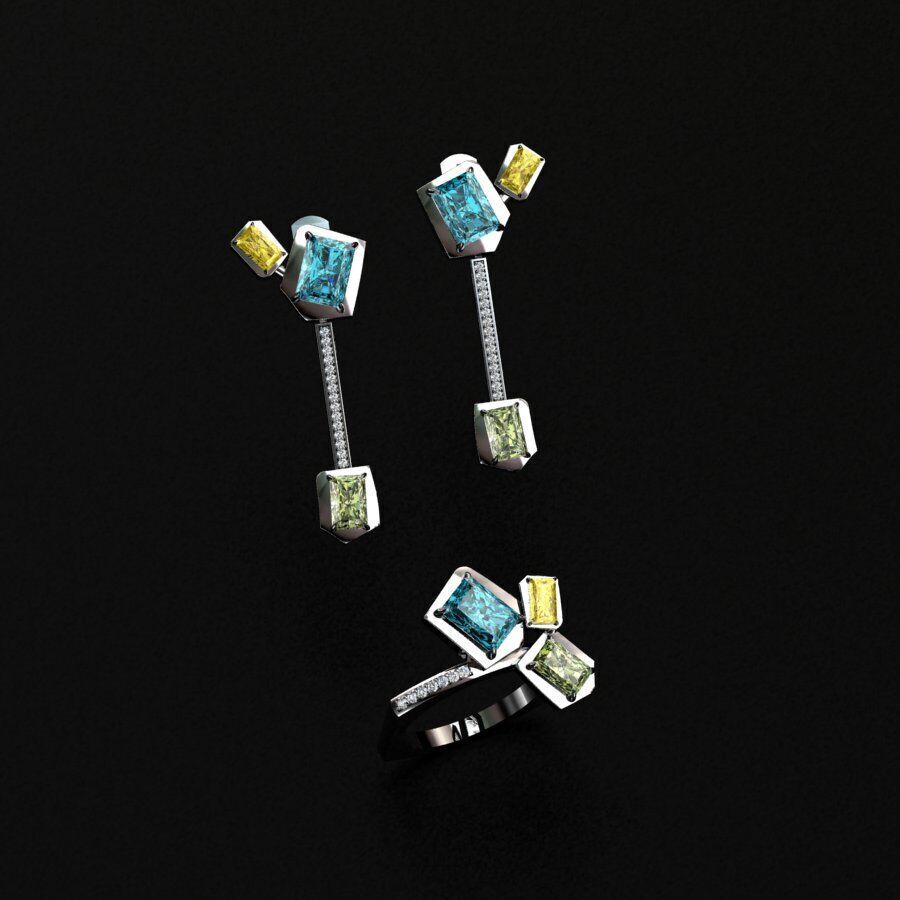 Ring and Earrings 3D print model_1