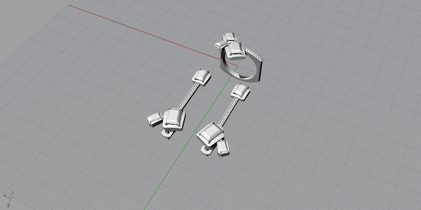 Ring and Earrings 3D print model_11