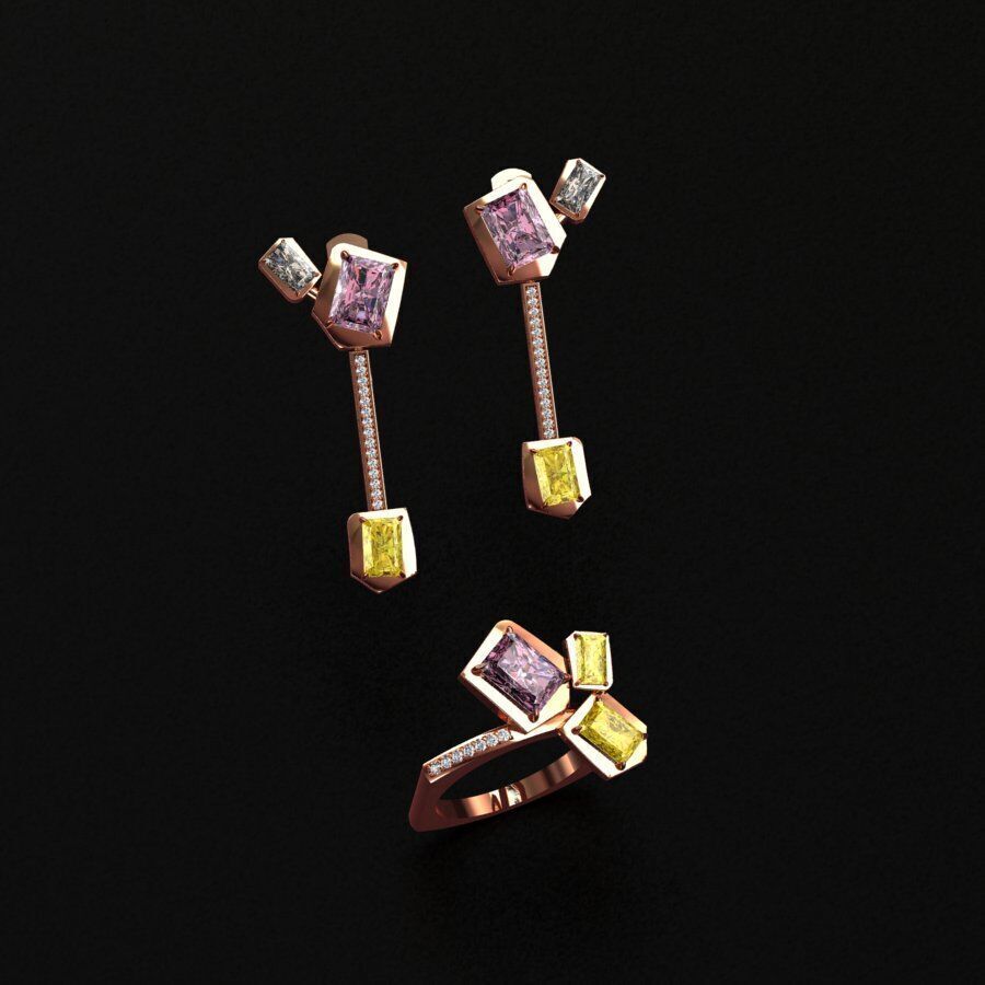 Ring and Earrings 3D print model_2