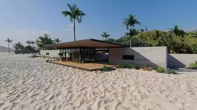 Beach Casa Scene-villa-modern house 3D model