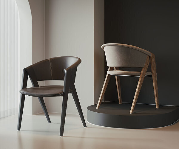 Modern Curved Back Lounge Chairs 036 3D model