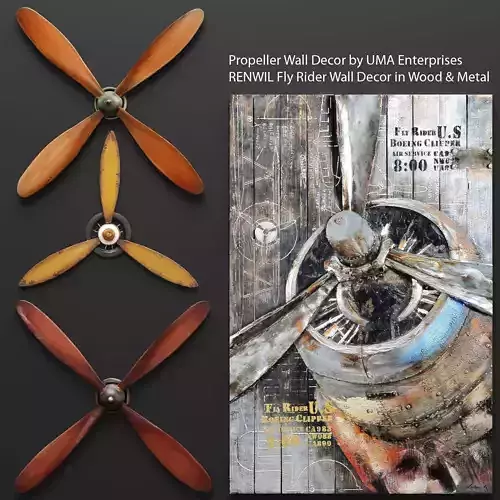Set propeller 3D two wooden propellers 3D model