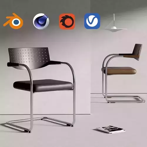 Modern Industrial Cantilever Chair 038 3D model