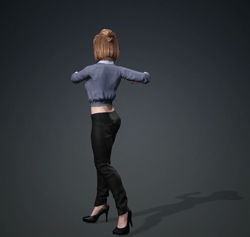 Female Office Worker01 Free low-poly 3D model_1