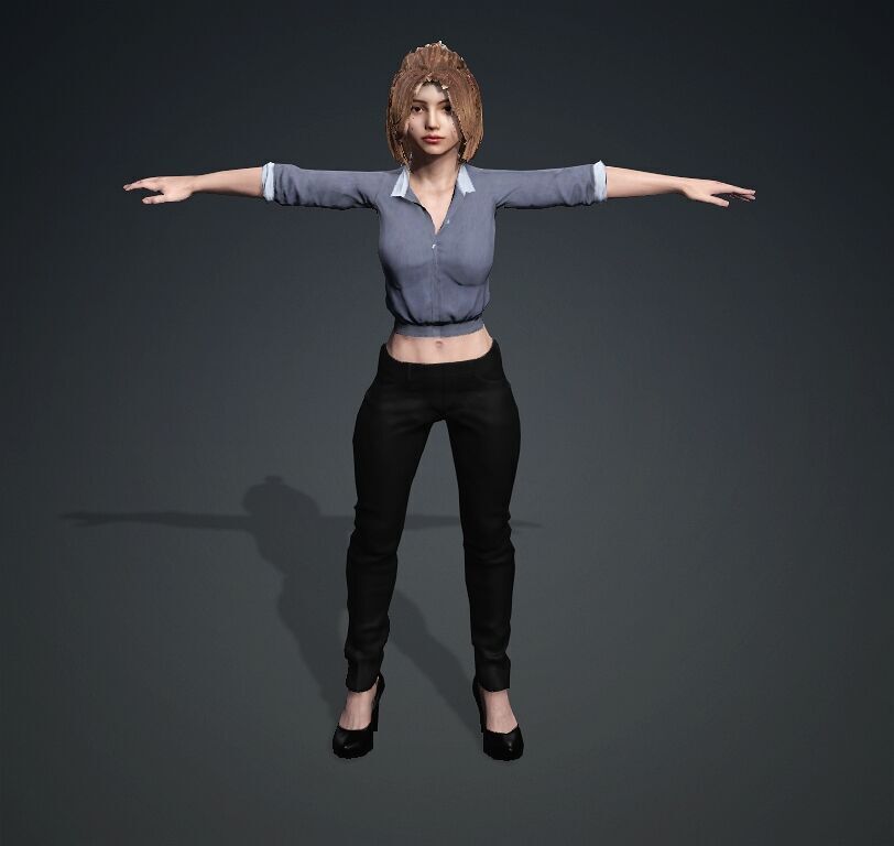 Female Office Worker01 Free low-poly 3D model_8