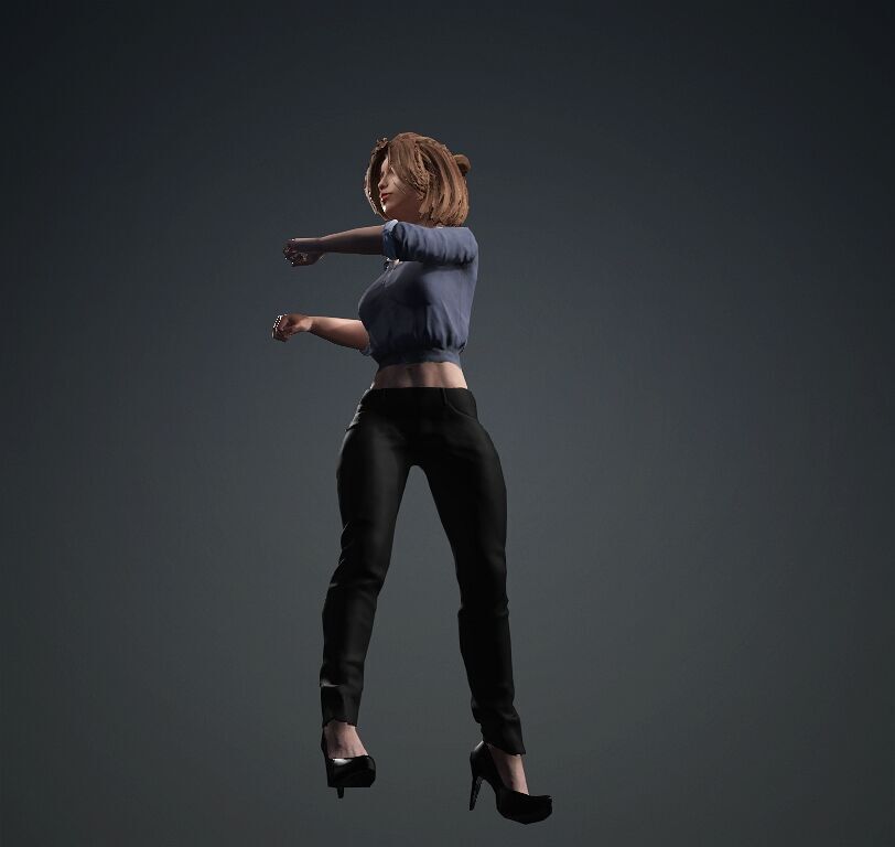 Female Office Worker01 Free low-poly 3D model_4